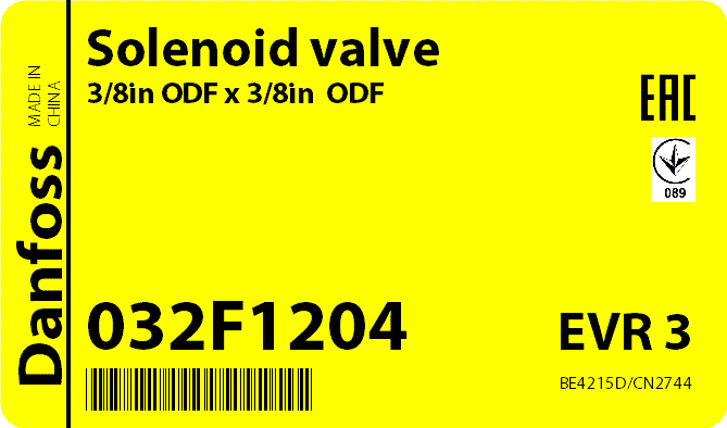 Вентиль соленоидный Danfoss EVR 3  3/8" 032F1204